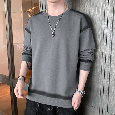 Áo Thun Tay Dài Cổ Tròn Màu Trơn Thoải Mái Thời Trang Xuân Thu Mới Cho Nam