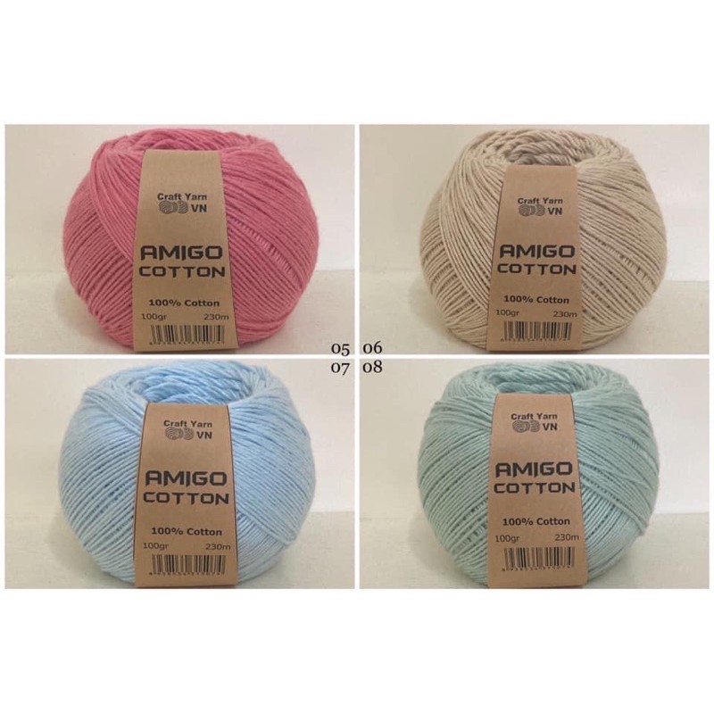 Sợi Amigo Cotton Craftyarn VN (cuộn 100gr)