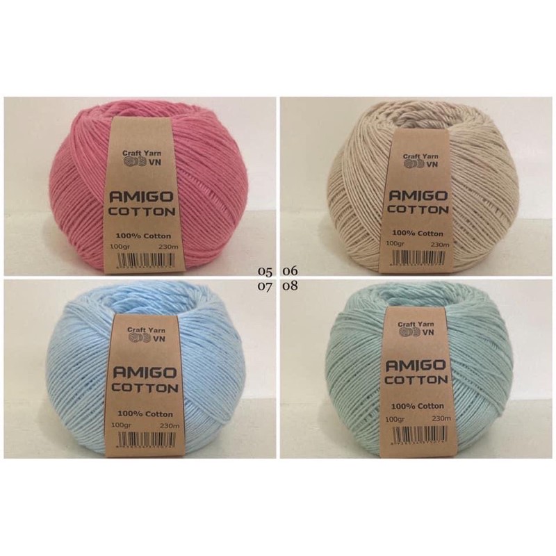 Sợi Amigo Cotton (Mã 01 ~ Mã 20) (cuộn 100gr)