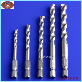 Bộ 5 mũi khoan bê tông chuôi lục giác 4 - 10mm cho khoan pin, điện