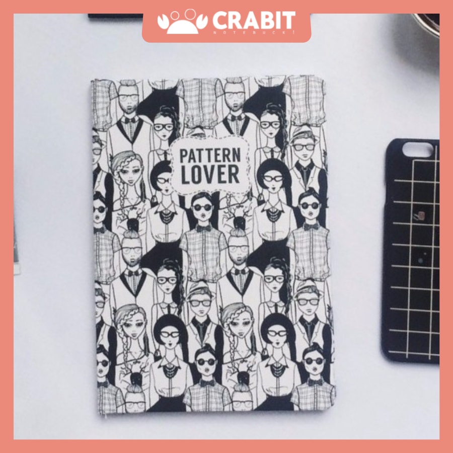 Sổ ruột trơn Pattern Lover Crabit Notebuck - Người đen trắng - Sổ plain (1503)