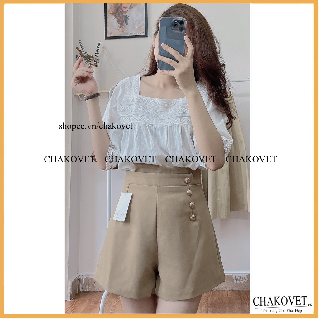 Áo kiểu nữ cộc tay A829 cổ vuông ngực phối ren freesize<55kg mặc đẹp thoáng mát dáng xinh phù hợp đi làm đi học đi chơi | BigBuy360 - bigbuy360.vn