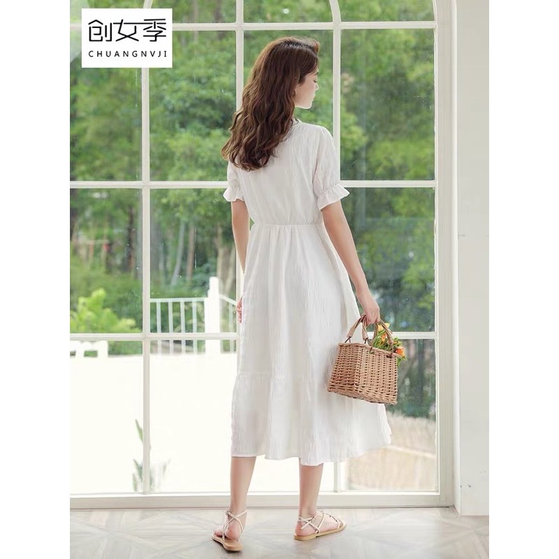 Váy trắng tiểu thư tay ngắn / váy ullzang / váy vintage / mina’s house | BigBuy360 - bigbuy360.vn