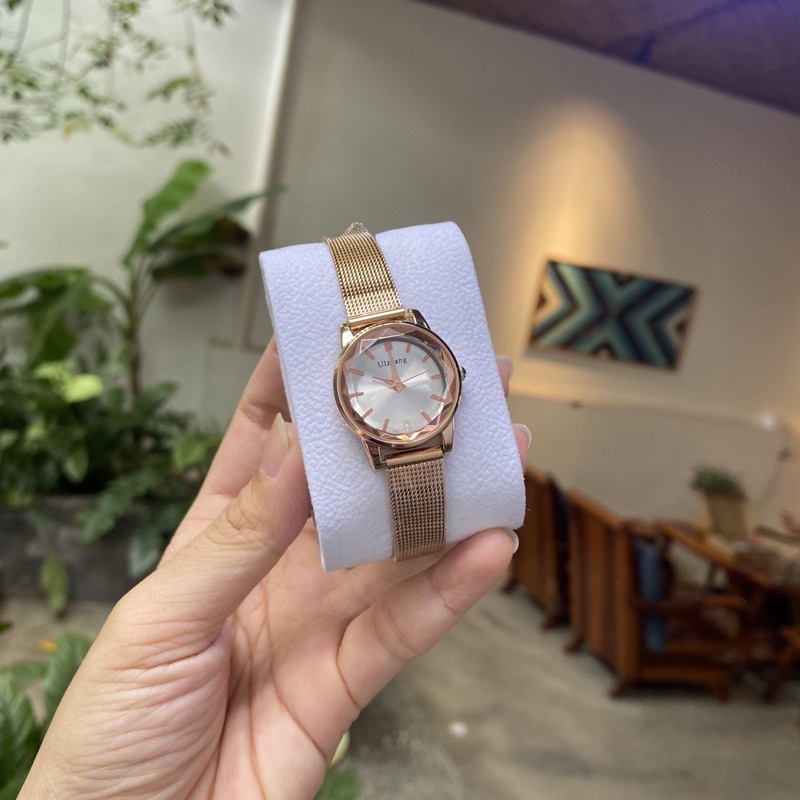 Đồng hồ nữ mặt tròn đẹp rẻ dây kim loại chính hãng chống nước - ST17