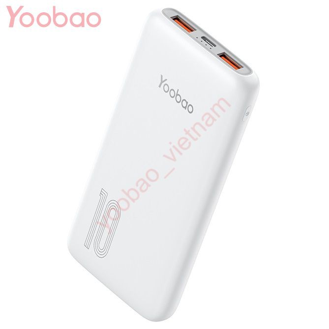 Sạc Dự Phòng Yoobao 10000mAh Pin Polymer Mỏng Nhẹ, Đầu vào Type-C, 2 Đầu Ra USB - YOOBAO D10