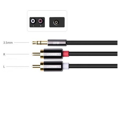 [Mã ELHACE giảm 4% đơn 300K] Dây Audio 3.5mm Ra 2 Đầu RCA Hoa sen UGREEN Dài 1,5m Đến 5m - Hàng Chính Hãng