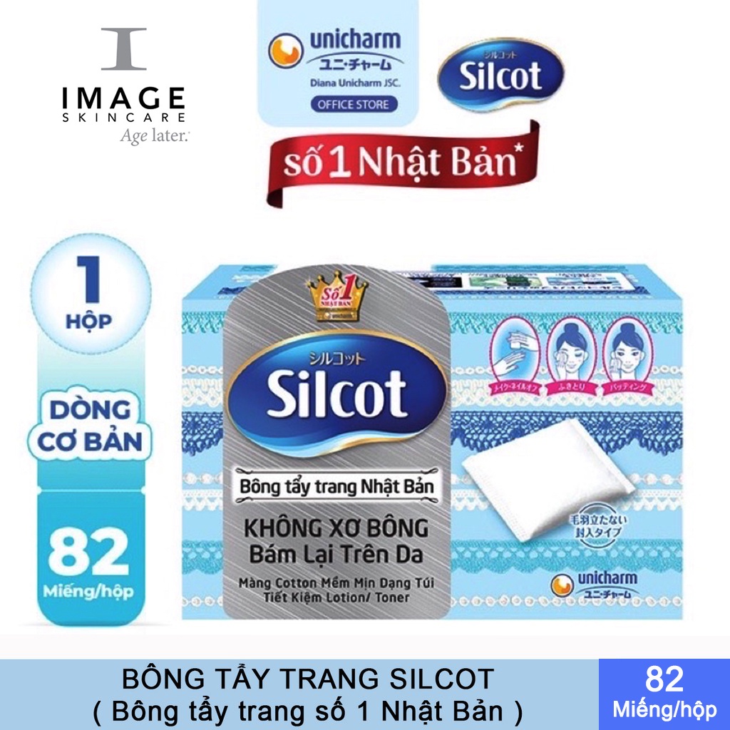 Bông trang điểm (bông tẩy trang) Silcot số 1 Nhật Bản loại 82 miếng/hộp