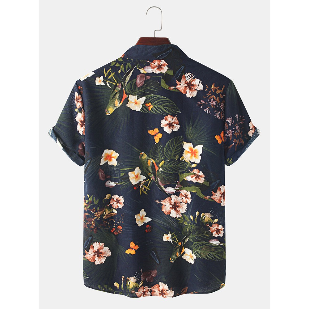 Sơ Mi Tay Ngắn Họa Tiết Hình Hoa Cuban Shirt OT01 Dòng Áo Sơ Mi Nam  Chất Liệu Lụa Đũi Mịn Cao Cấp Full Size