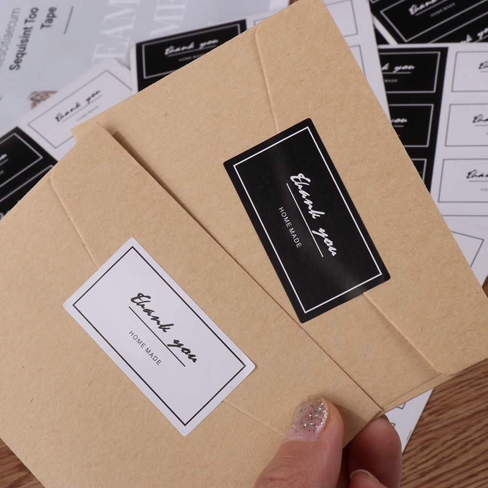 Set 160 Nhãn Dán Chữ Thank You Màu Trắng Đen Trang Trí Gói Quà