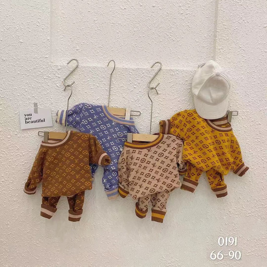 Bộ len cho bé trai từ 0-3 tuổi, thiết kế cổ tròn, họa tiết xinh xắn, chất len 2 lớp cao cấp mềm mịn - HK KIDS (mã 0191)