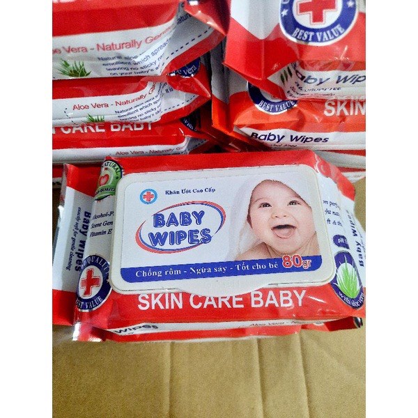 Chuyên sỉ 1 thùng 50 gói khăn ướt cao cấp baby wipes 80 gram an toàn cho da khăn ướt không mùi cho bé