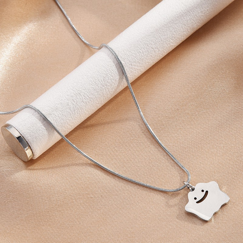 Dây Chuyền Thép Titan Mặt Hình Con Ma Dễ Thương Phong Cách Hip Hop Thời Trang Cá Tính F406