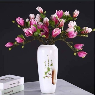 Hoa mộc lan giả/ Hoa Mộc Lan cao su 4 bông dài 68 cm hàng nhập khẩu cao cấp loại 1 (ảnh thật)