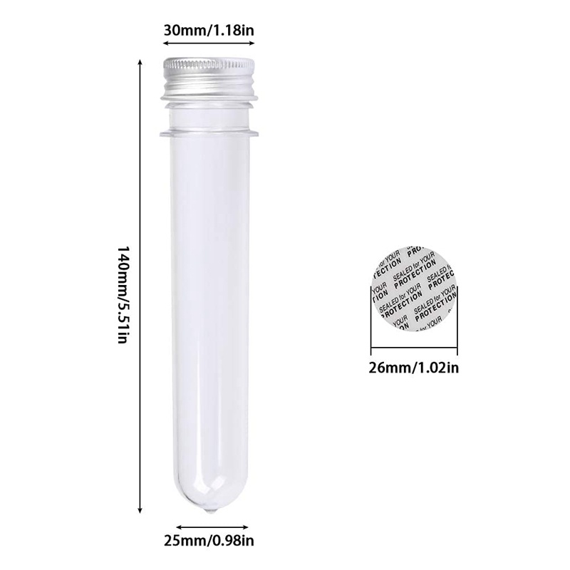 Set 30 Ống Nghiệm Trong Suốt 40ML Bằng Nhựa Có Thể Tái Sử Dụng Kèm Nắp Vặn