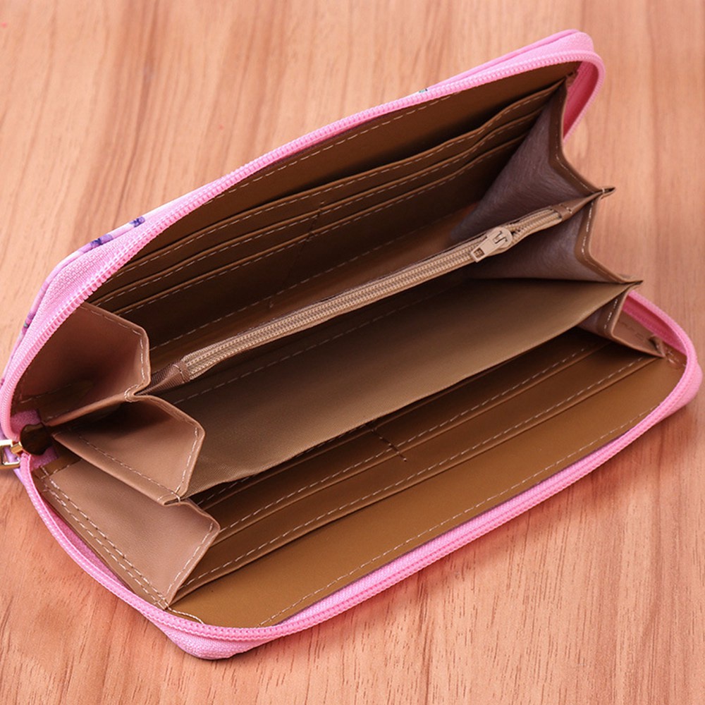 Ví Dài Cầm Tay Có Khóa Kéo In Hình Mickey Minnie Dễ Thương