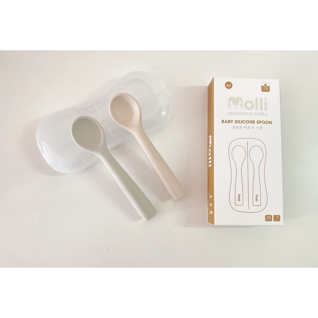 Có tách lẻ - Set 2 thìa ăn dặm 100% Silicone cao cấp chịu nhiệt tốt, không BPA, an toàn cho bé - Molli Việt Nam