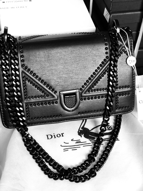 Túi Dior nạm đinh da mịn