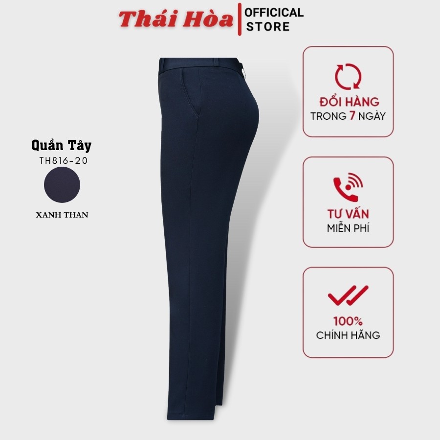 Quần vải nữ công sở kiểu dáng ống đứng Quần Tây nữ Thái Hòa TH816 2 màu đen, xanh than truyền thống | BigBuy360 - bigbuy360.vn
