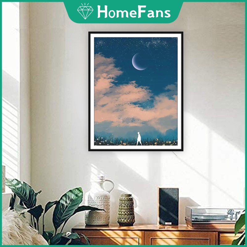 Bộ Tranh Đính Đá 5D Tự Làm 40x50cm Hình Đám Mây Hồng Trang Trí Nhà Cửa