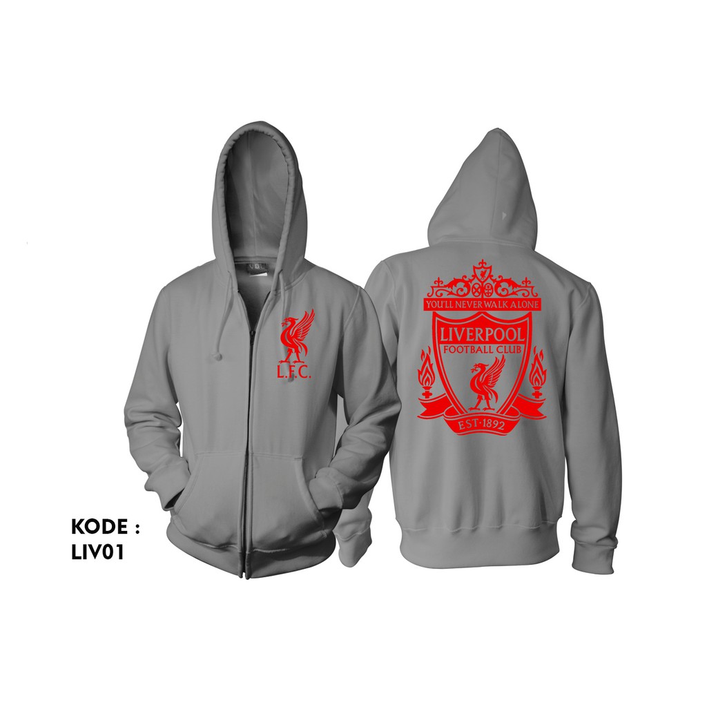 Áo Khoác Hoodie Liverpool Màu Xám Thời Trang Mùa Thu 2018-2019 / Khóa Kéo Liv01