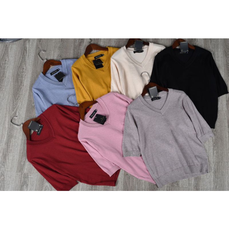 Áo len cổ tim tay lỡ Massimo Dutti