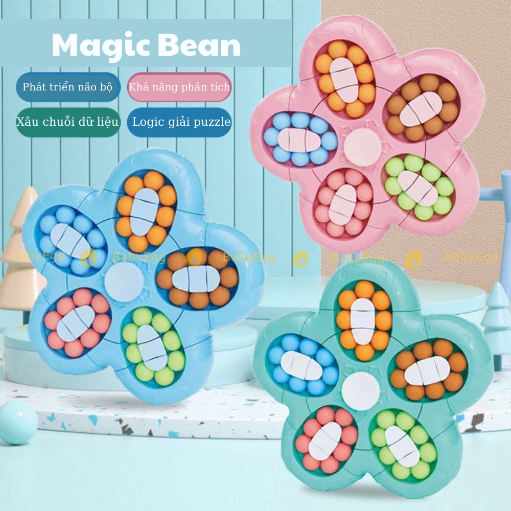 Bộ xoay bi đồ chơi giáo dục phát triển trí thông minh khối rubik magic bean beans đẩy hạt tròn