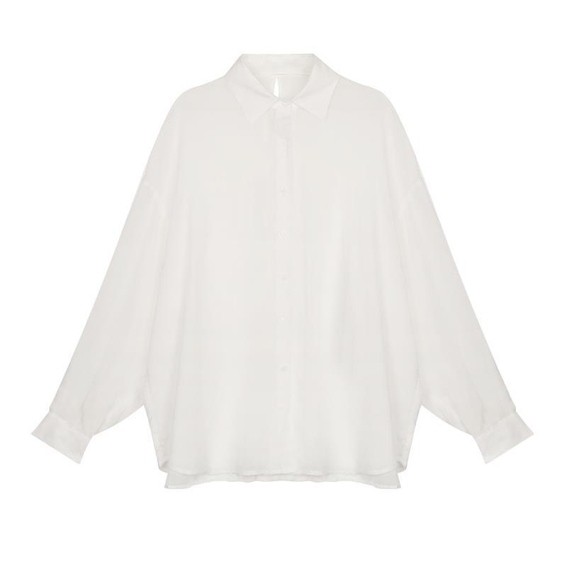 Áo Sơ Mi Trắng Tay Dài Dáng Rộng Phong Cách Retro Kiểu Pháp Thời Trang Mùa Hè Cho Nữ
