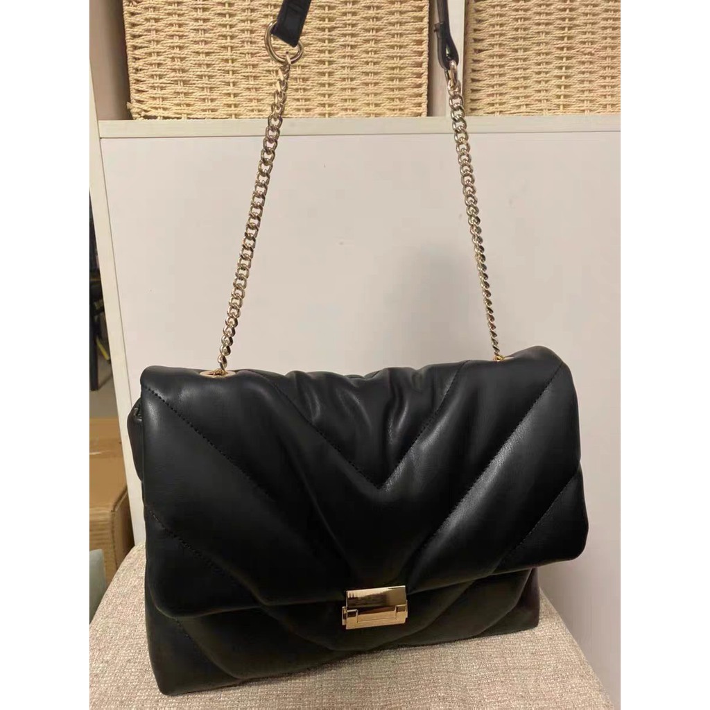 TÚI XÁCH DA ZARA XUẤT DƯ TUỒN NỮ CHẦN BÔNG ĐEN TRẮNG