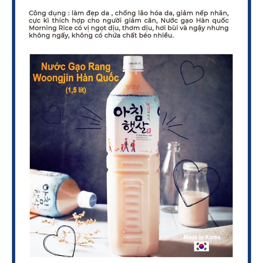 [Combo 2 SIÊU HỜI] Nước gạo Hàn Quốc MORNING RICE Woongjin 1.5L