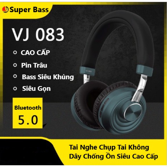 Tai Nghe Chụp Tai Bluetooth Không Dây VJ083 Pro Bass Chống Ồn Siêu Tốt Dùng Cho Điện Thoại Máy Tính