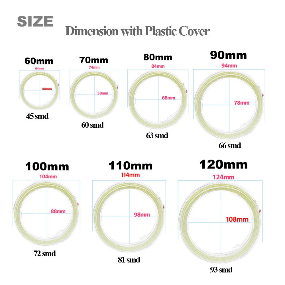 Bộ 2 Đèn LED Halo 12V Trang Trí Xe Hơi