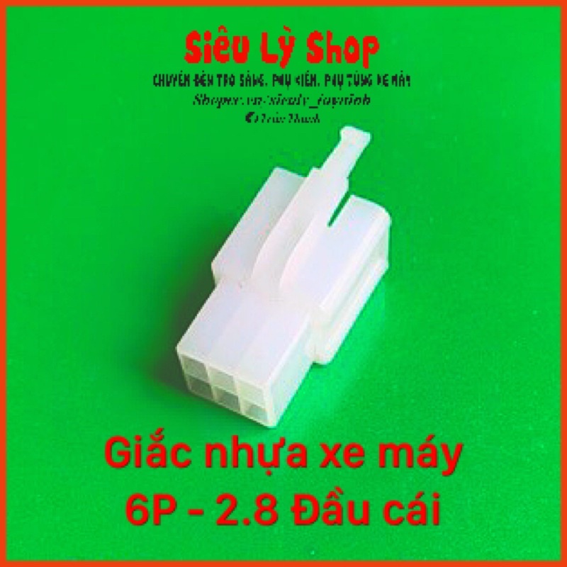 Giắc nhựa xe máy 6P - 2.8 Đầu cái (Túi 10cái)