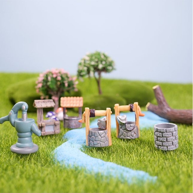 Mô hình các loại giếng nước (giếng khoan, giếng cổ kéo nước) trang trí sa bàn, tiểu cảnh, terrarium, DIY