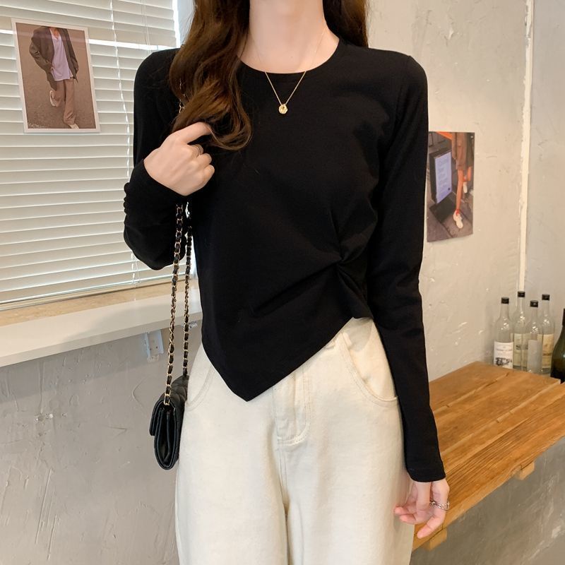 Áo thun COZOK tay dài màu trơn kiểu Hàn Quốc