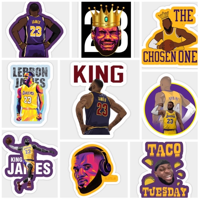 Sticker Lebron James 30-60 cái ép lụa khác nhau/Hình dán bóng rổ Lebron James