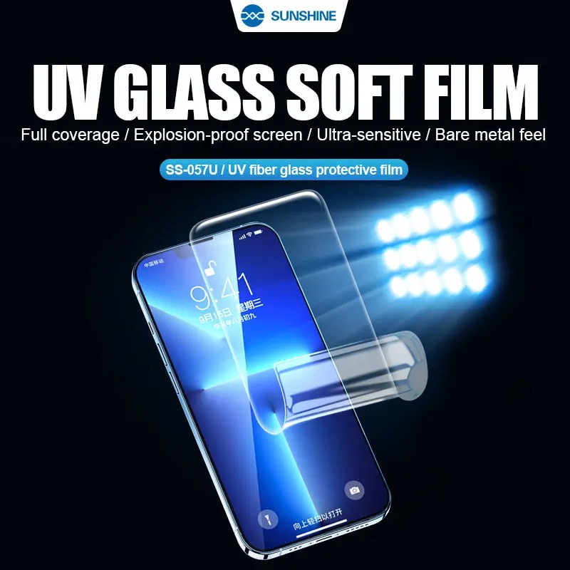 Hộp miếng dán bảo vệ UV Fiber SS-057U cường lực dẻo (cứng sau khi sấy UV) cho máy cắt Relife, Sunshine
