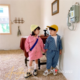 Set bò jean hồng cho bé gái