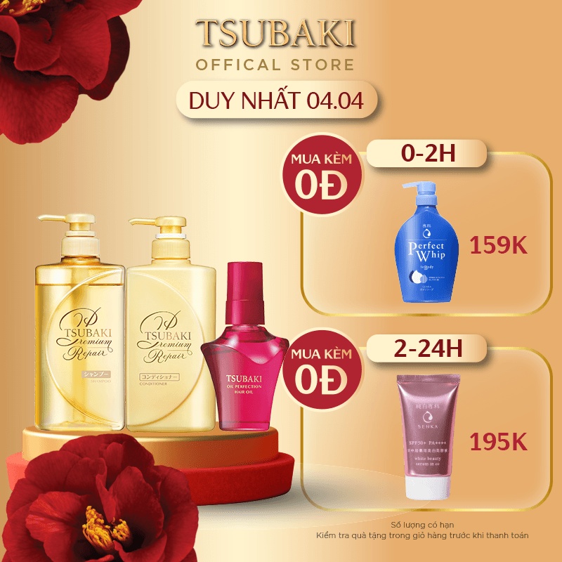 Bộ đôi gội xả và Dầu dưỡng tóc phục hồi ngăn rụng tóc Tsubaki Premium Repair (490ml + 490ml + 50ml)_95295