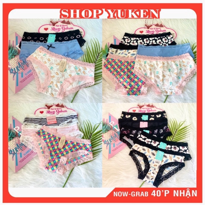 Q3255 Quần lót Nữ Lưng Cao . Quần Lót Su Phối Ren ôm bụng cao cấp hoa