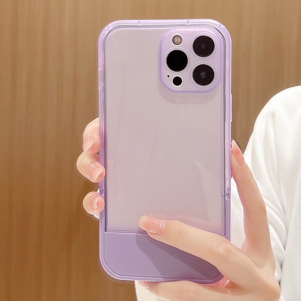 Ốp Điện Thoại Silicon tpu Trong Suốt Có Giá Đỡ Cho iphone 11 12 13 pro max mini XR XS 7 8 plus