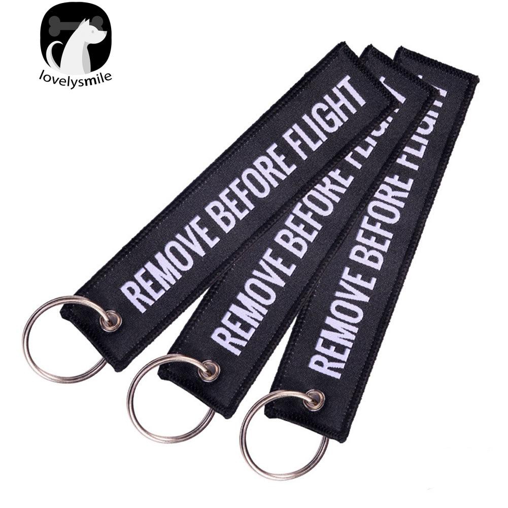 Móc khóa thêu chữ Remove Before Flight