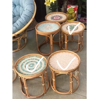 Bàn song mây mặt gốm vintage