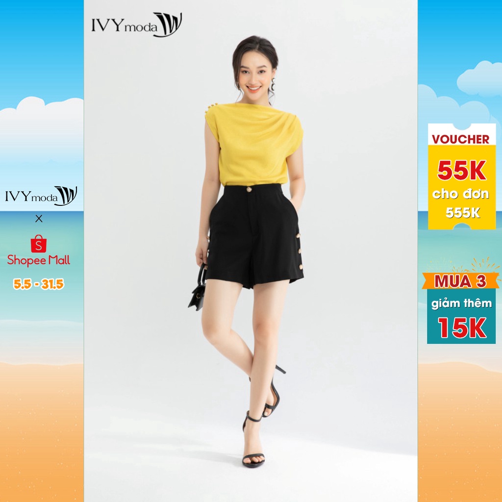 [NHẬP WABRTL5 GIẢM 10% TỐI ĐA 50K ĐH 250K ]Quần sooc nữ 6 khuy IVY moda MS 20M6442