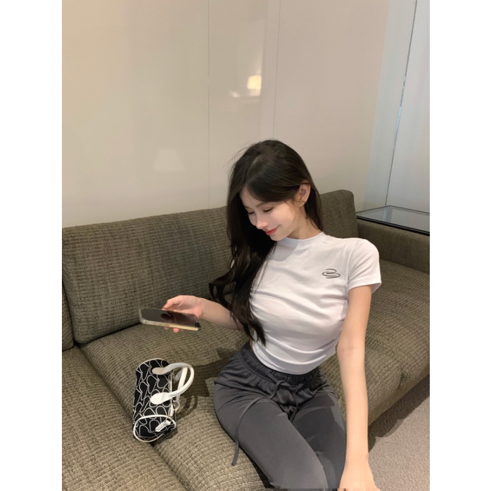 Áo Thun cotton Tay Ngắn Dáng Ôm Thời Trang Hàn Quốc Dành Cho Nữ