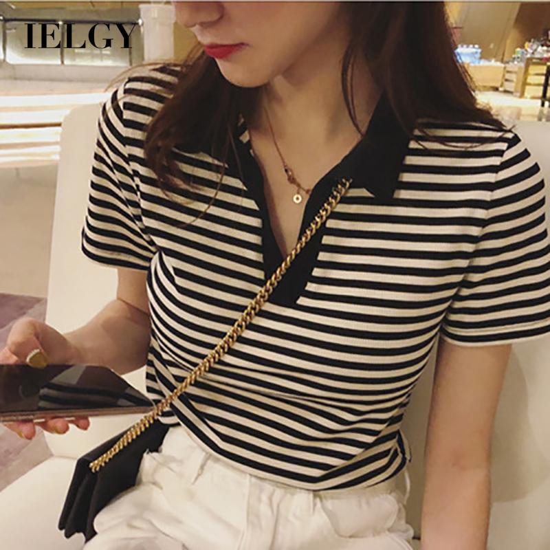 Áo thun IELGY ngắn tay cổ chữ V dáng rộng thời trang cho nữ