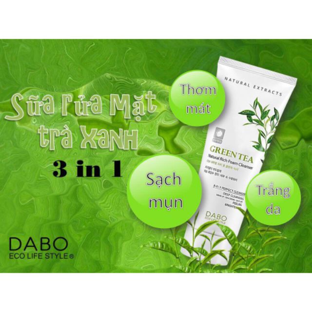 Sữa rửa mặt DABO Trà Xanh 3 in 1 cao cấp 180ml