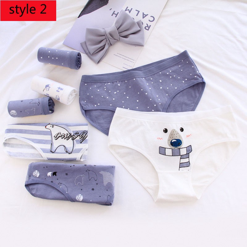 Set 5 quần lót cotton họa tiết hoạt hình dễ thương cho nữ | BigBuy360 - bigbuy360.vn