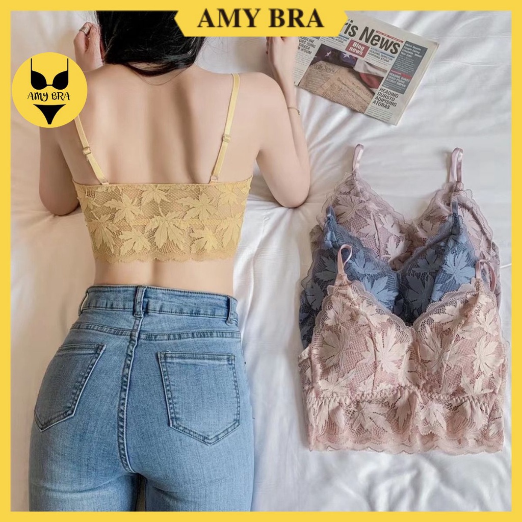 Áo Bra Ren Mẫu Chiếc Lá Siêu Xinh 💖FREESHIP💖 bra kết hợp với áo voan hay vest - Áo Ngực Ren Quyến Rủ AMY BRA  2107