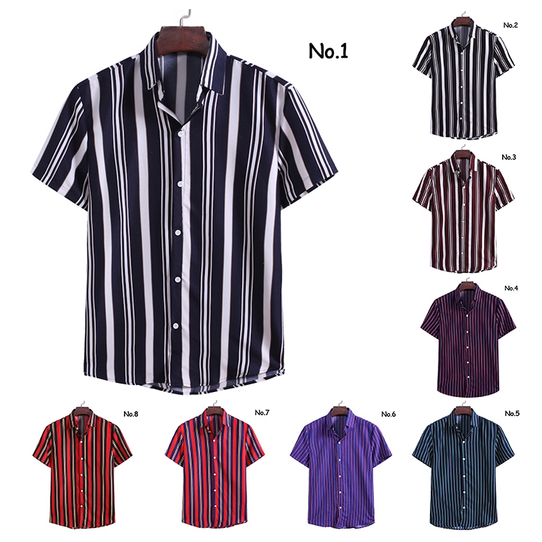 Áo Sơ Mi Tay Ngắn Kẻ Sọc Thời Trang Cho Nam