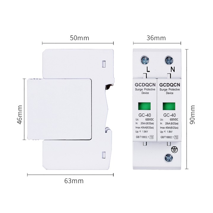 BẢO VỆ CHỐNG SÉT DC 1000v 40KA/2P - CHỐNG SÉT NĂNG LƯỢNG MẶT TRỜI QCDQCN- chống sét lan truyền- bảo vệ chống sét